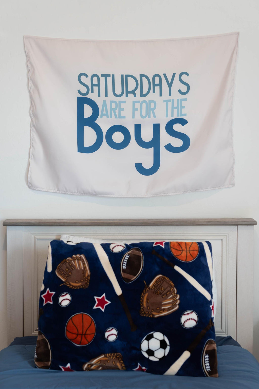 Fabric Tapestry Banner, Saturdays are for the Boys, Kids  Wall Art Decor, Children's Wall Art
