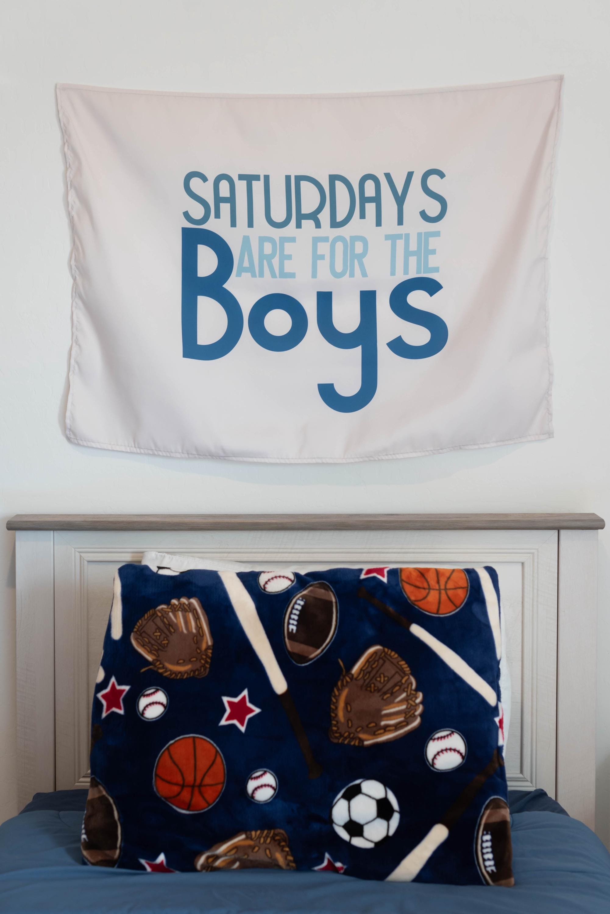 Fabric Tapestry Banner, Saturdays are for the Boys, Kids  Wall Art Decor, Children's Wall Art