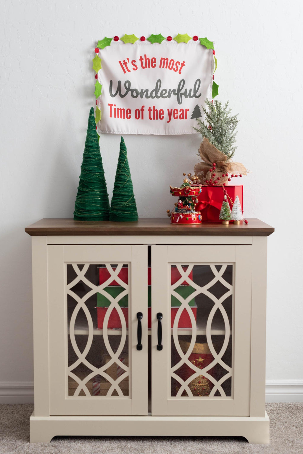 Christmas Banner, It's The Most Wonderful Time of The Year, Festive Kids Fabric Tapestry