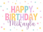 Kids Personalized Birthday Banner, Custom Rainbow Stars Birthday Sign with Name