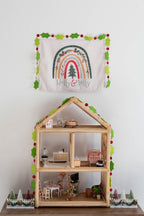 Christmas Banner Holly and Jolly, Festive Kids Fabric Tapestry, Wall art Room Decor