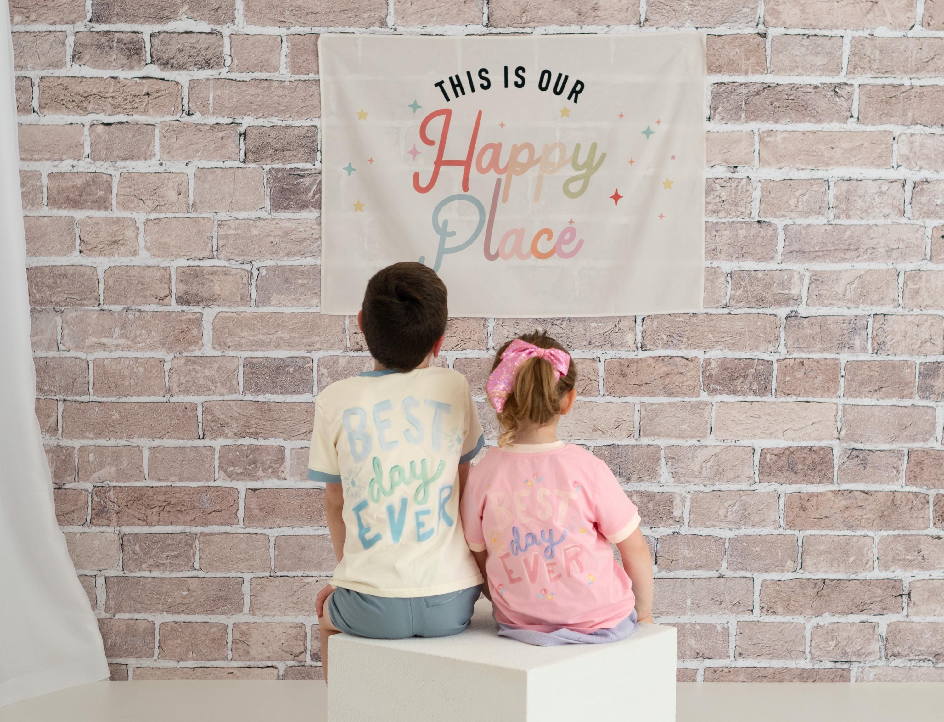 Fabric Tapestry Banner, This is Our Happy Place, Kids Wall Art Room Decor