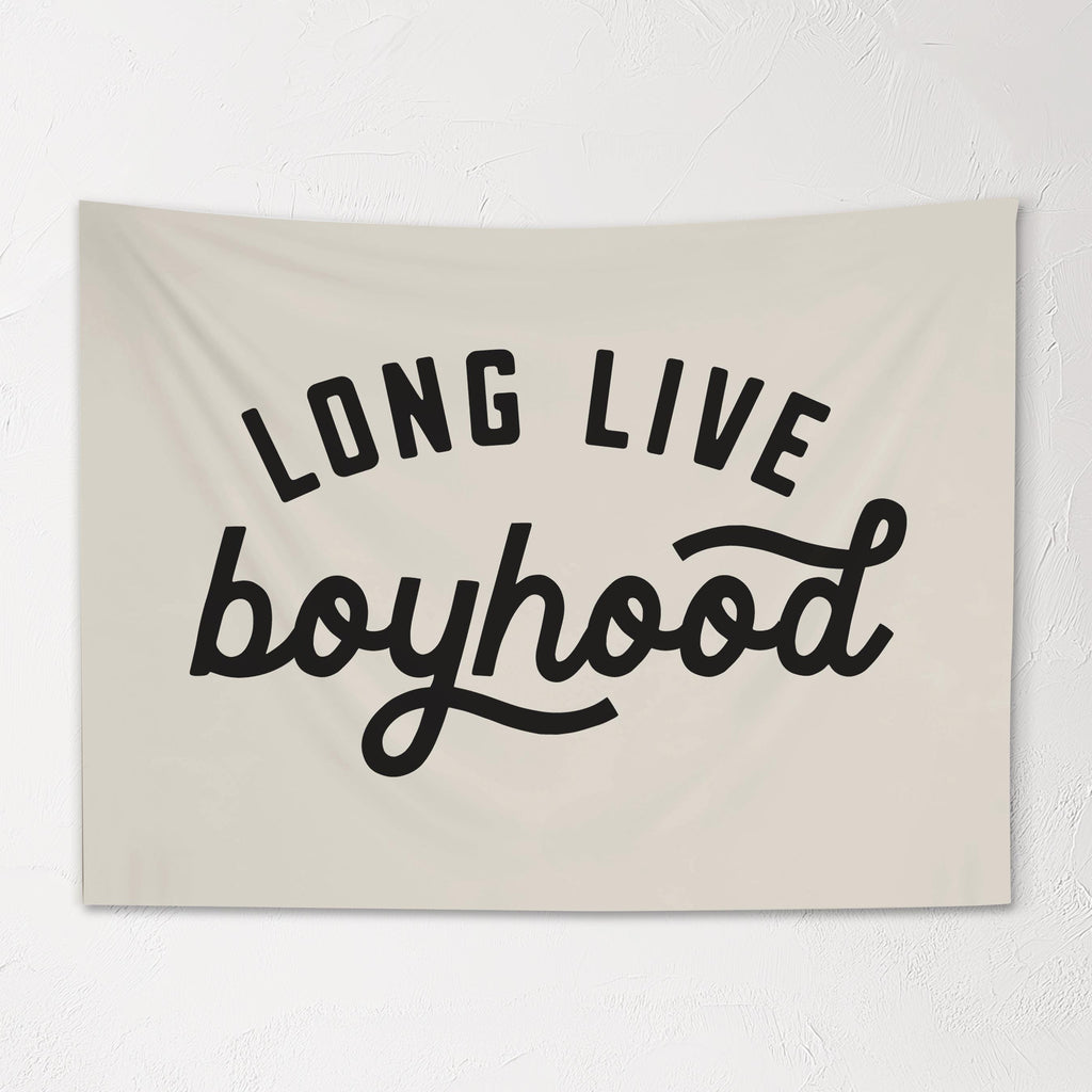 Fabric Tapestry Banner, Long Live Boyhood Original, Kids Wall Art Decor