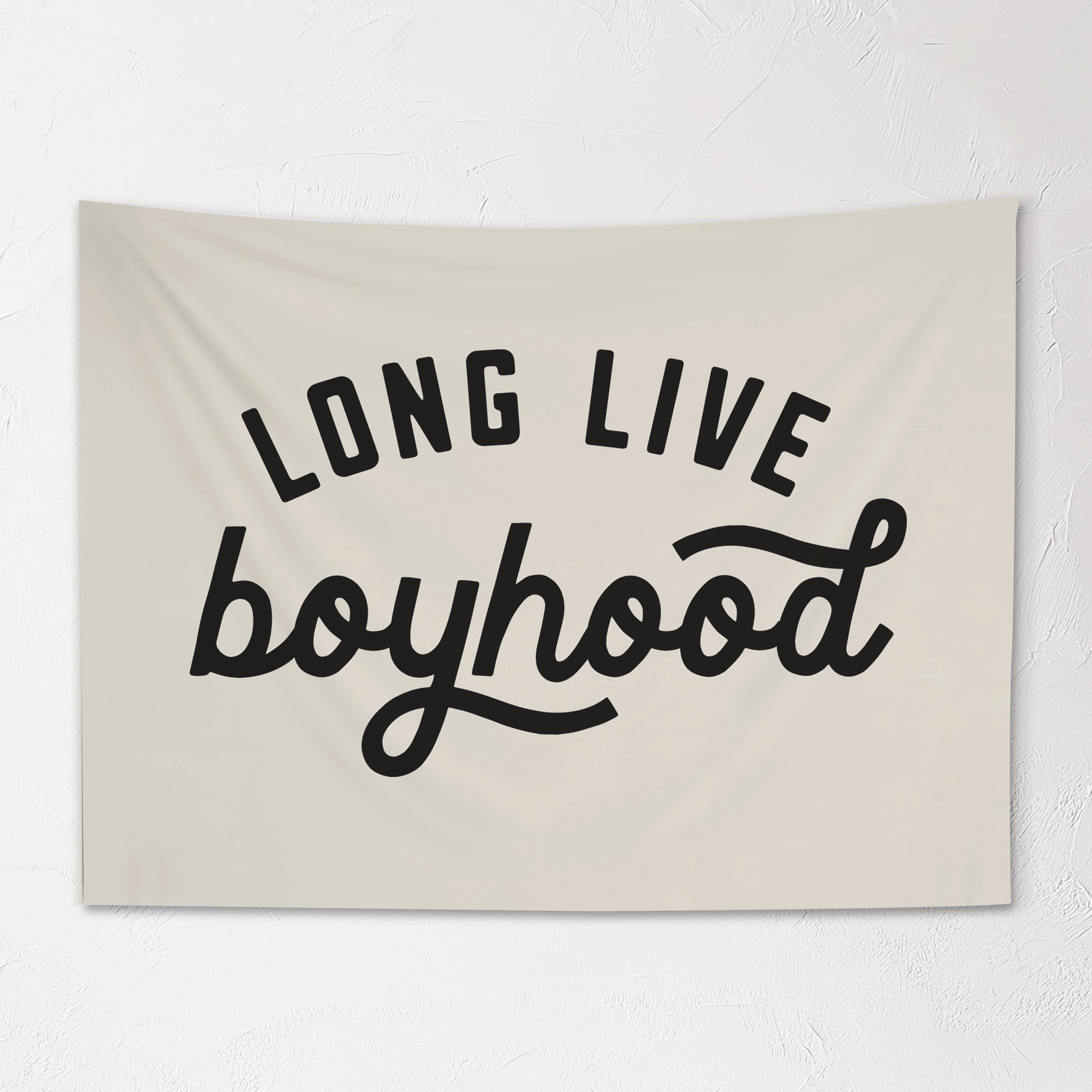 Fabric Tapestry Banner, Long Live Boyhood Original, Kids Wall Art Decor