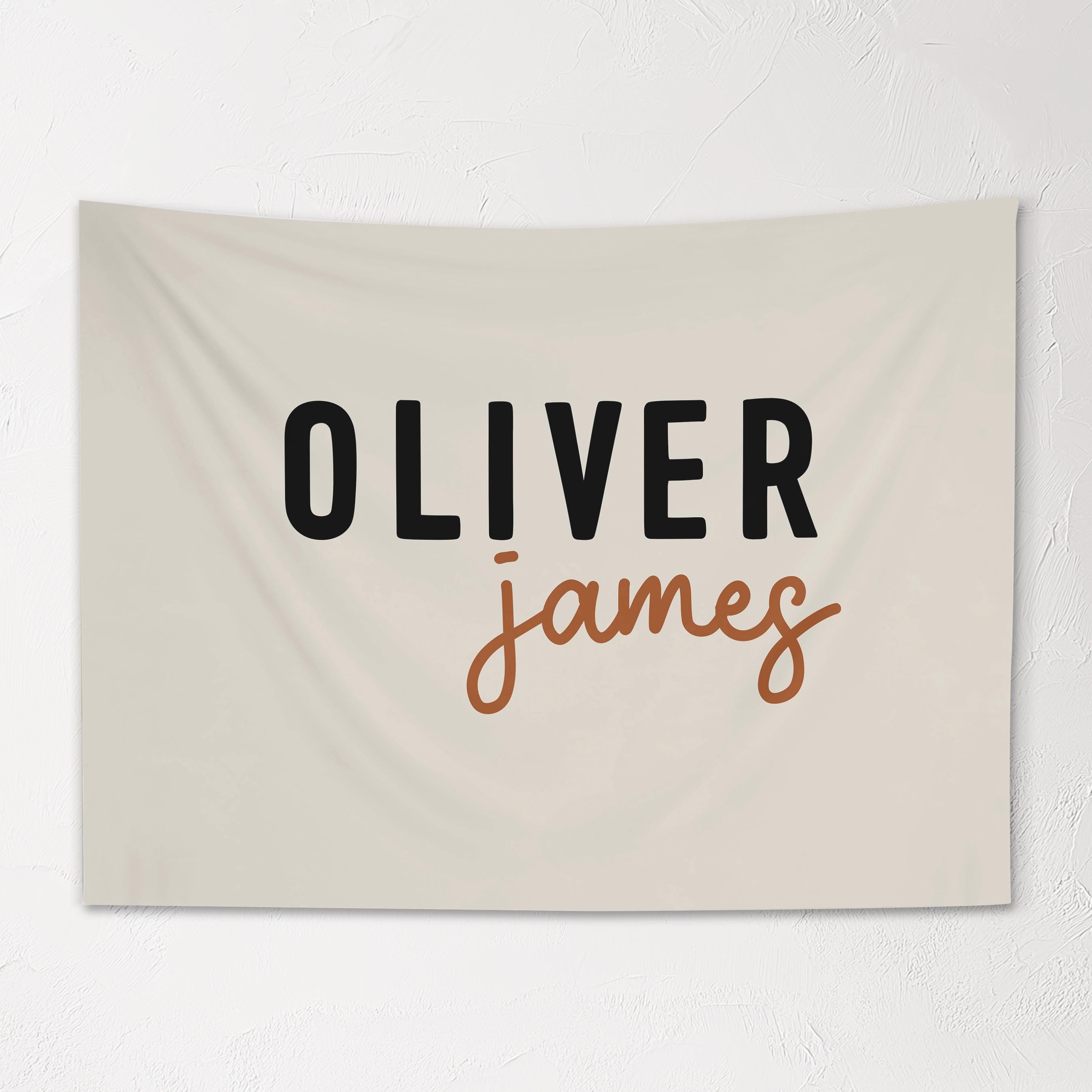 Fabric Tapestry Banner, Block Script Name Personalized, Kids Wall Decor
