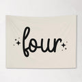 Fabric Tapestry Banner, FOUR Birthday, Kids Wall Art Room Decor, Children's Wall Art