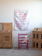 Fabric Tapestry Banner, Be Kind Be Brave, Kids Wall Art Room Decor
