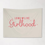 Fabric Tapestry Banner, Long Live Girlhood , Kids Pink Wall Art Decor, Children's Wall Art