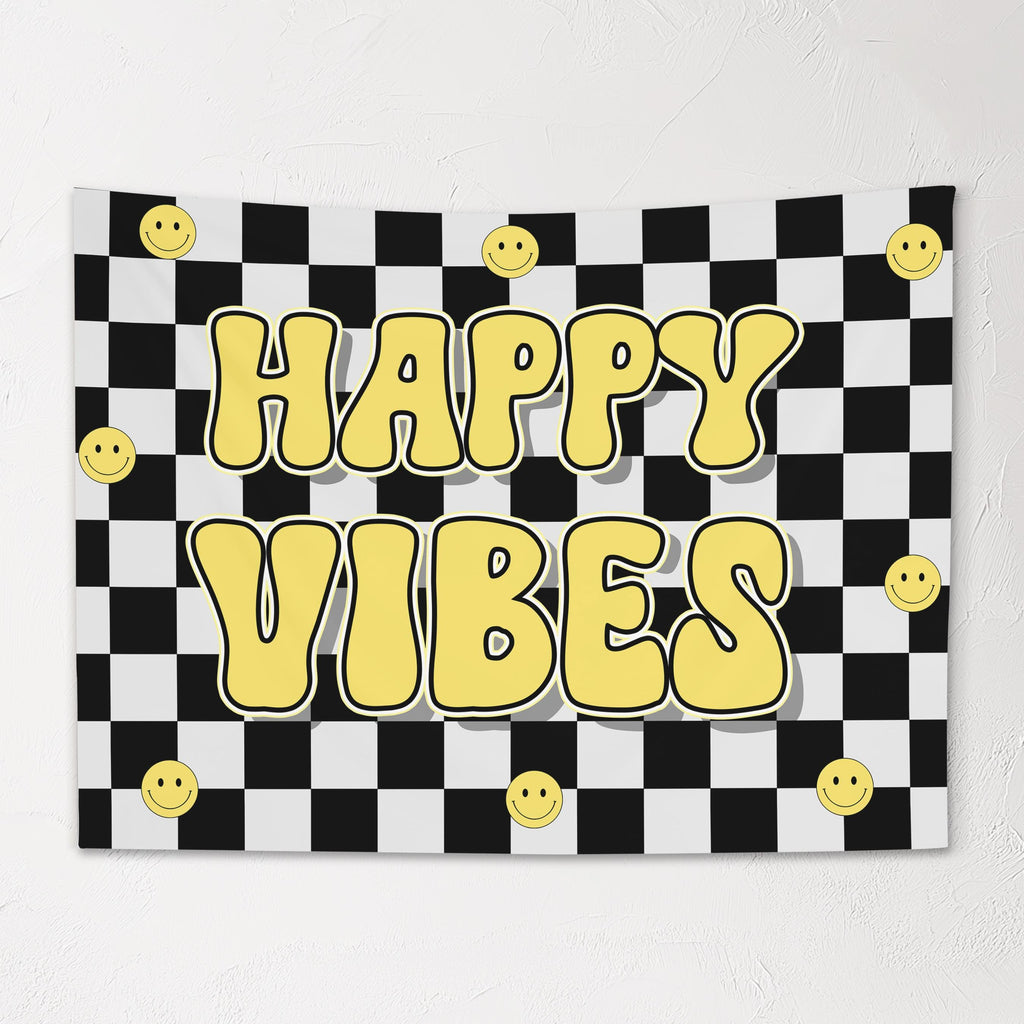 Fabric Tapestry Banner, Happy Vibes, Kids Wall Art Room Decor