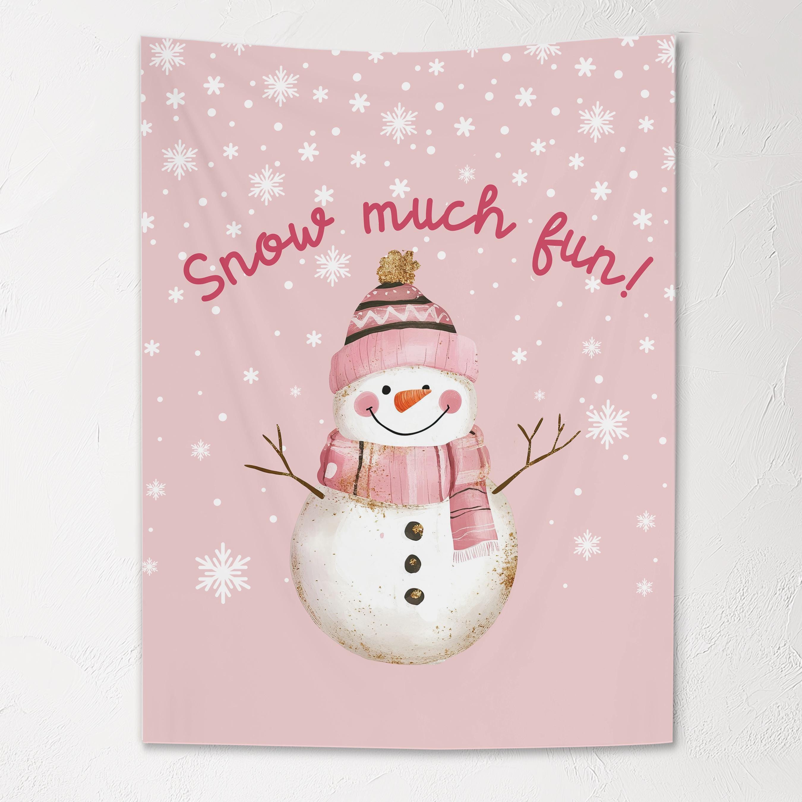 Christmas Banner Snow Much Fun, Kids Fabric Tapestry, Wall art Room Decor