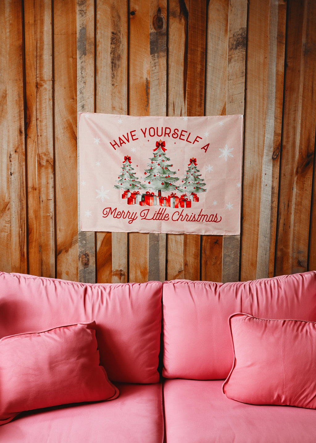 Christmas Banner Have yourself a Merry Little Christmas, Kids Fabric Tapestry