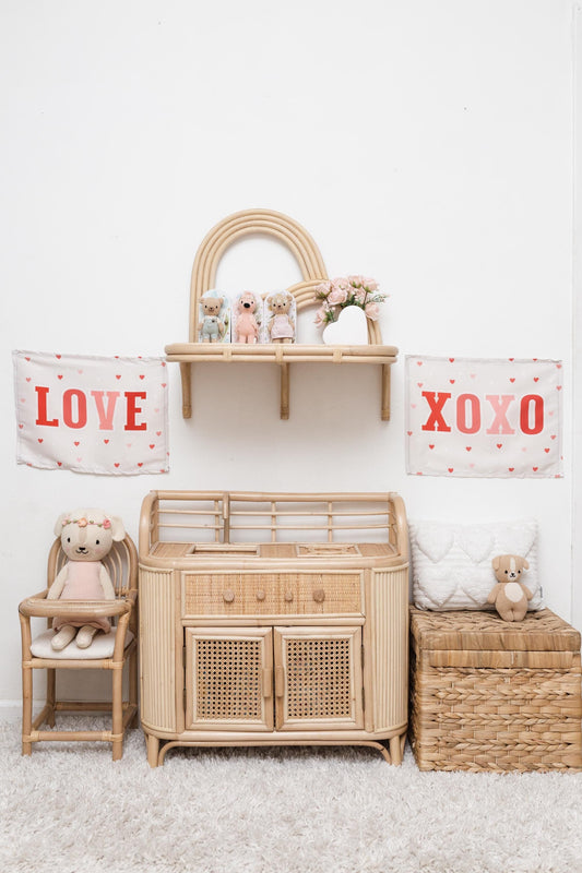 Fabric Tapestry Banner, XOXO, Kids Wall Art Room Decor, Children's Wall Art