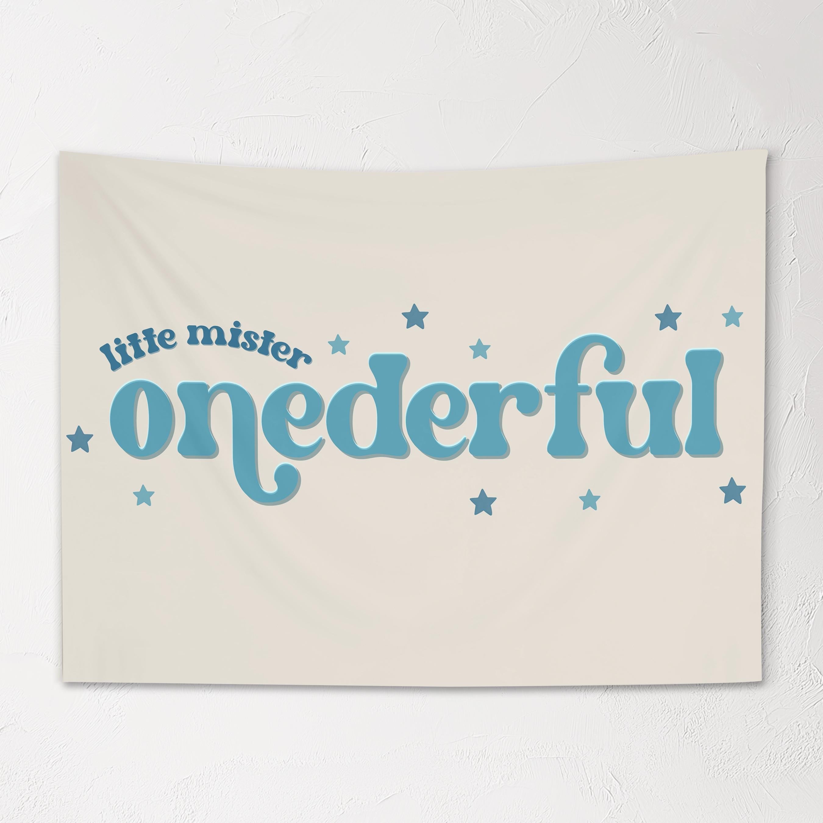 Fabric Tapestry Banner, Little Mister Onederful, Kids Wall Art Room Decor