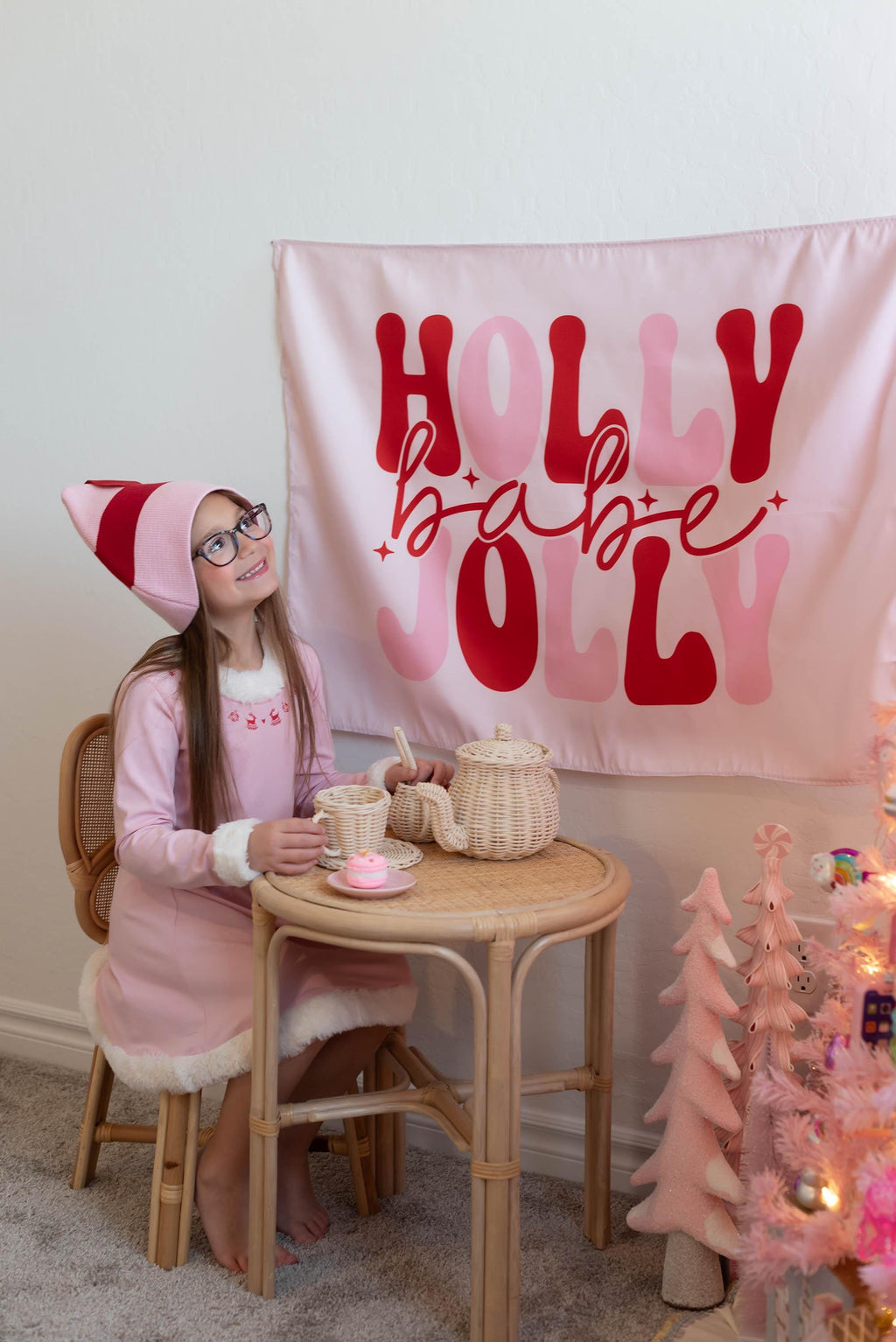 Holly Jolly Babe, Kids Fabric Tapestry