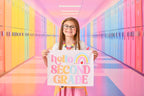 Fabric Tapestry Banner, Hello Rainbow Second Grade, Kids Wall Art Room Decor