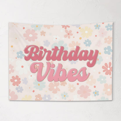 Fabric Tapestry Banner, Birthday Vibes, Kids Wall Art Room Decor, Children's Wall Art