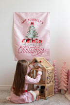 Christmas Banner Pink - Have Yourself a Merry Little Christmas, Kids Fabric Tapestry