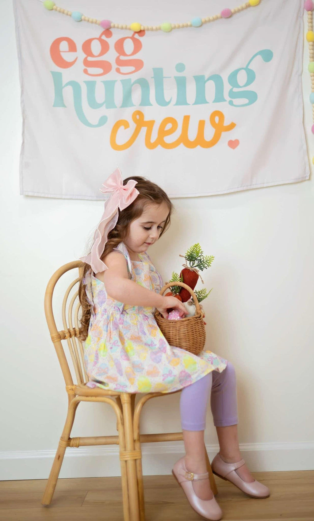 Fabric Tapestry Banner, Egg Hunting Crew , Kids Wall Art Room Decor