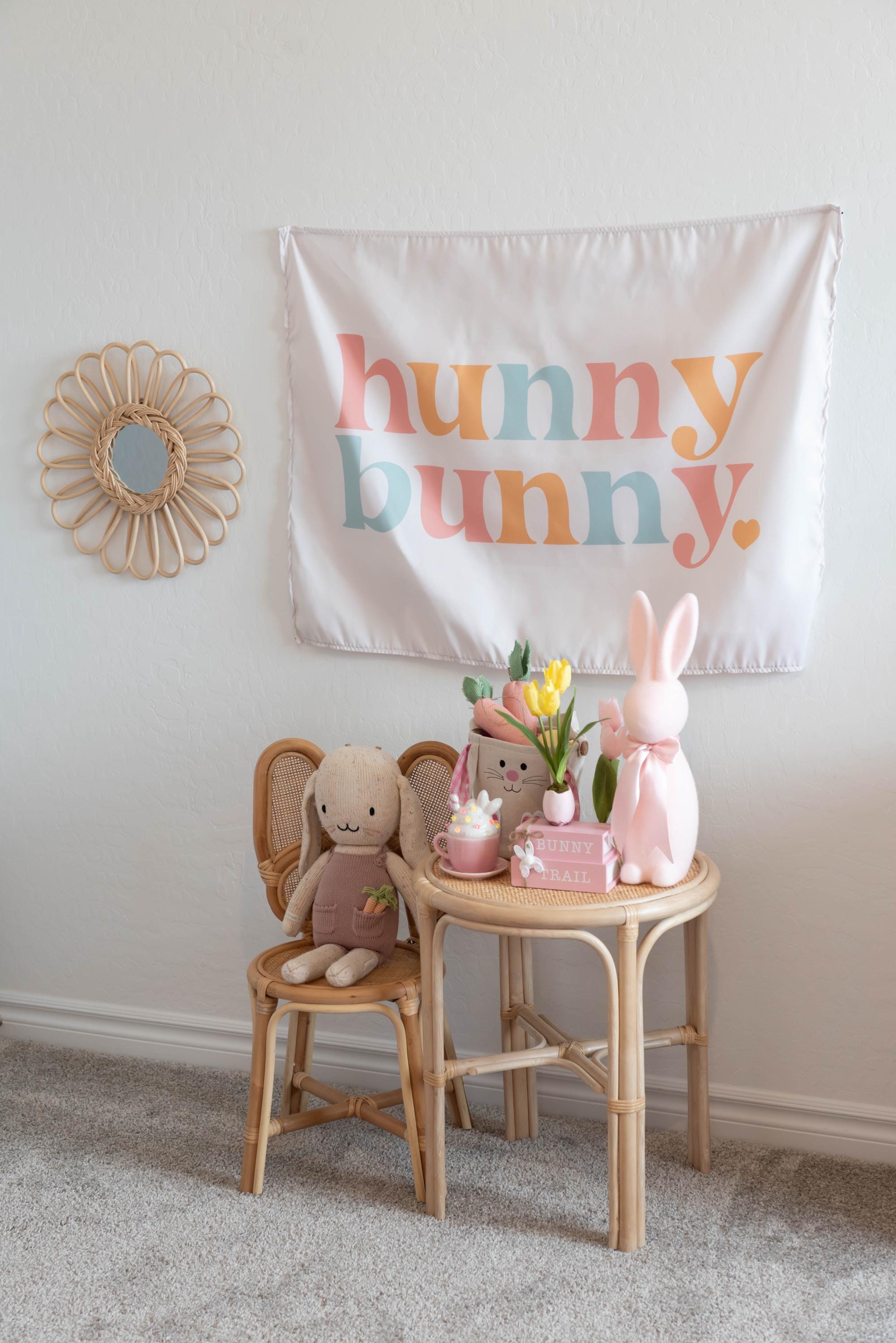 Hunny Bunny Fabric Tapestry Banner: Kids Room Wall Decor