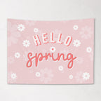 Fabric Tapestry Banner, Hello Spring, Kids Wall Art Room Decor, Children's Wall Art