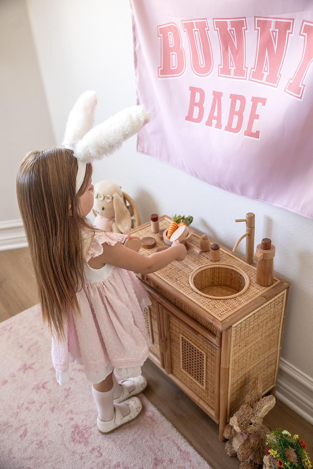Fabric Tapestry Banner, Bunny Babe, Kids Wall Art Room Decor, Children's Wall Art