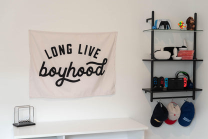 Fabric Tapestry Banner, Long Live Boyhood Original, Kids Wall Art Decor