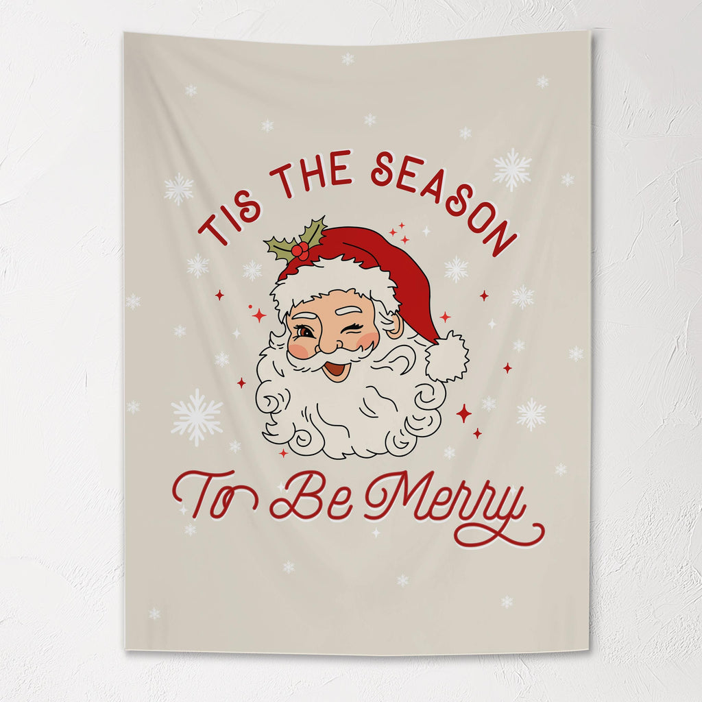 Christmas Banner, Tis the Season to be Merry, Kids Fabric Tapestry