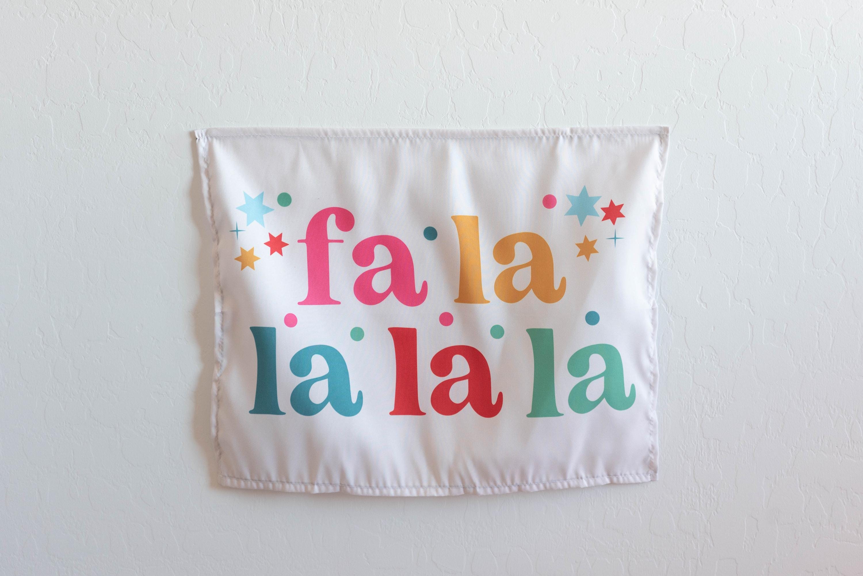 Christmas Banner, Fa La La La La, Festive Kids Fabric Tapestry,  Room Decor