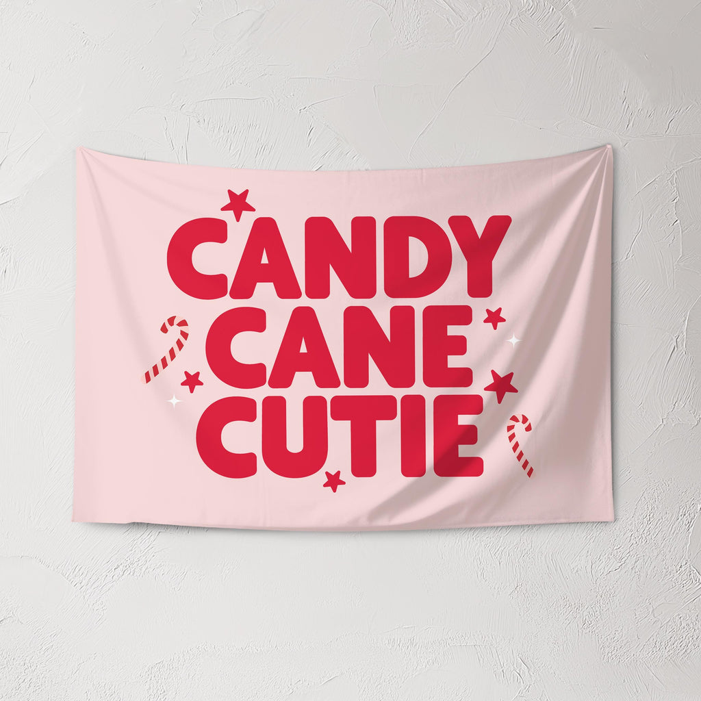 Christmas Banner, Candy Cane Cutie, Kids Fabric Tapestry, Wall art Room Decor