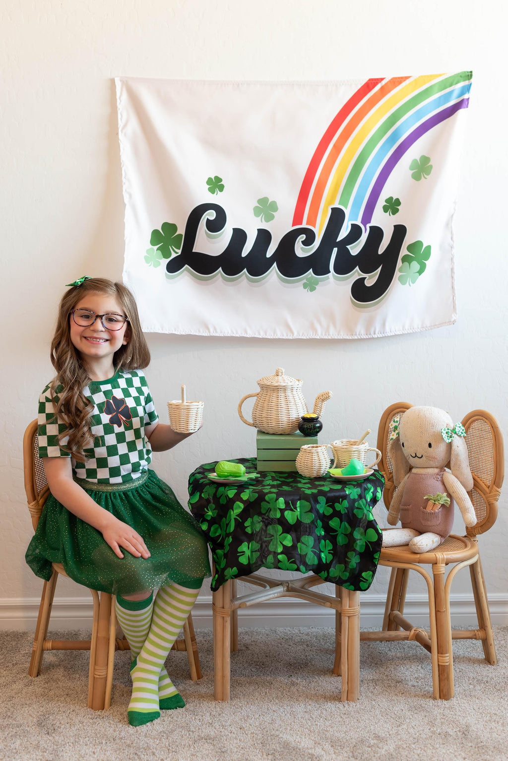 Fabric Tapestry Banner, Lucky, Kids Wall Art Room Decor, Children's Wall Art