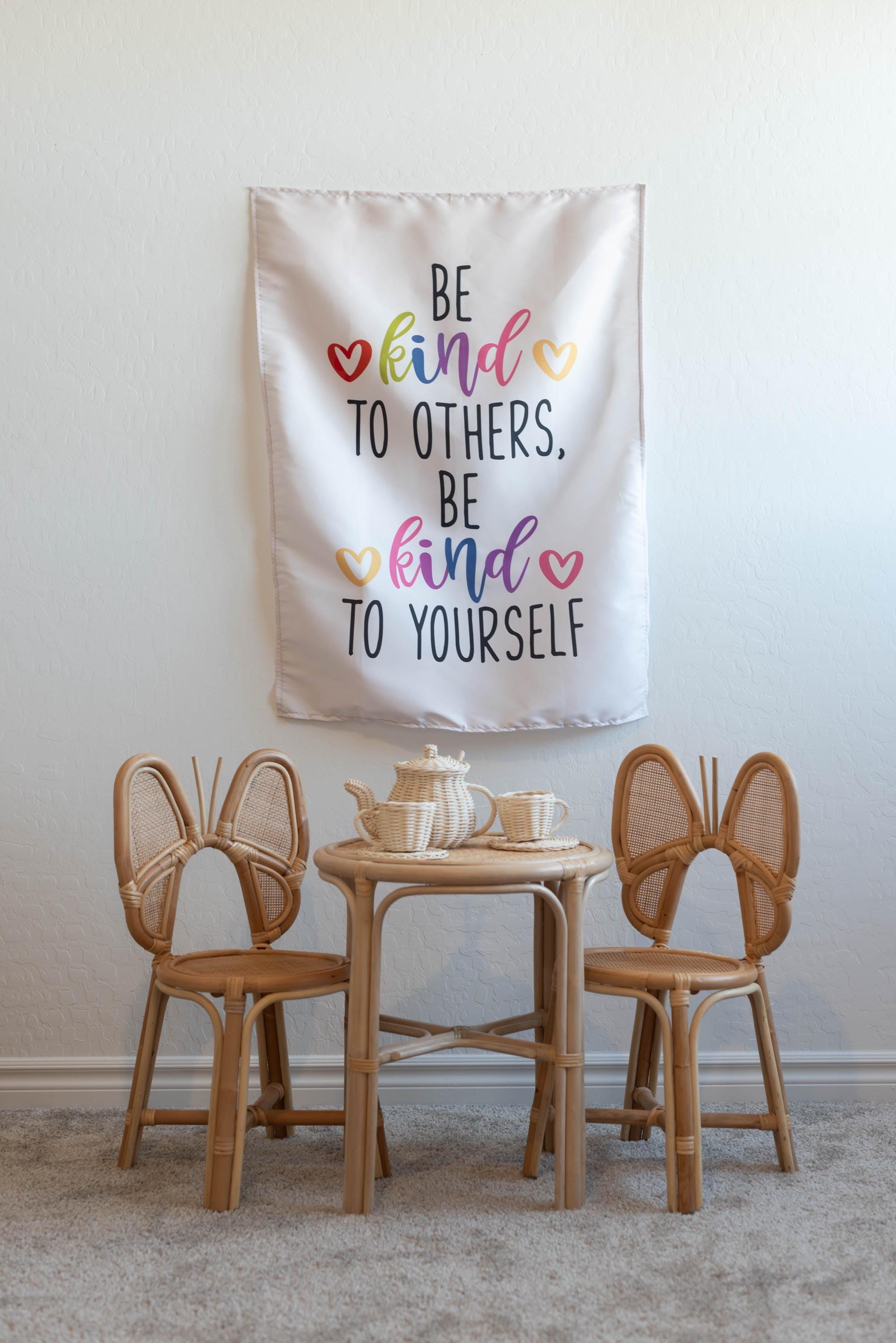 Fabric Tapestry Banner, Be Kind, Kids Wall Art Room Decor, Children's Wall Art