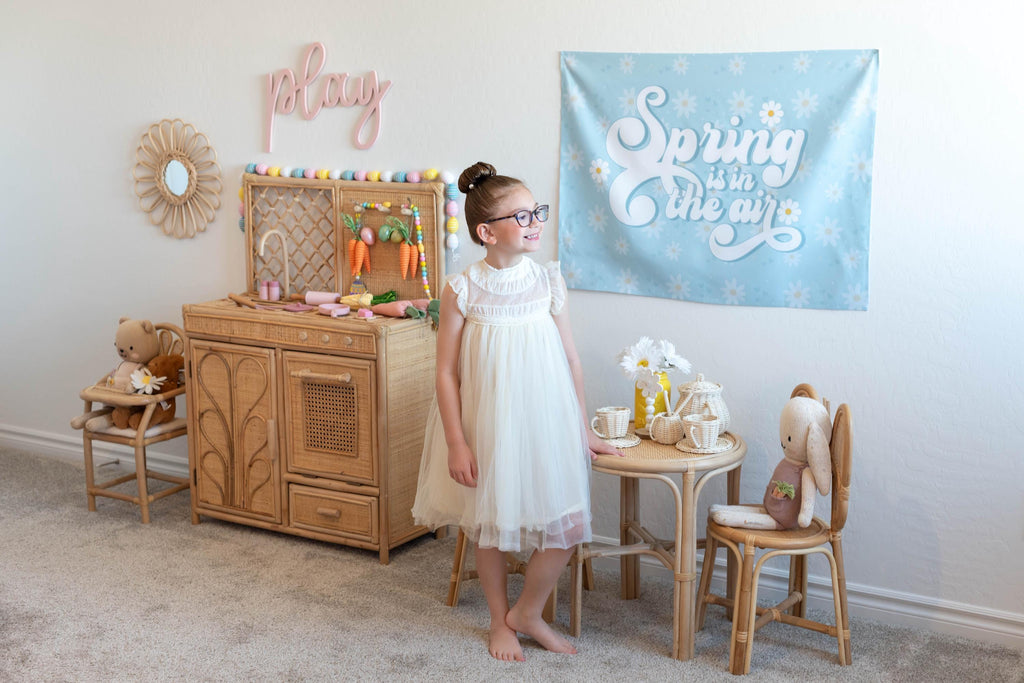 Fabric Tapestry Banner, Spring Is In The Air, Kids Wall Art Room Decor, Children's Wall Art