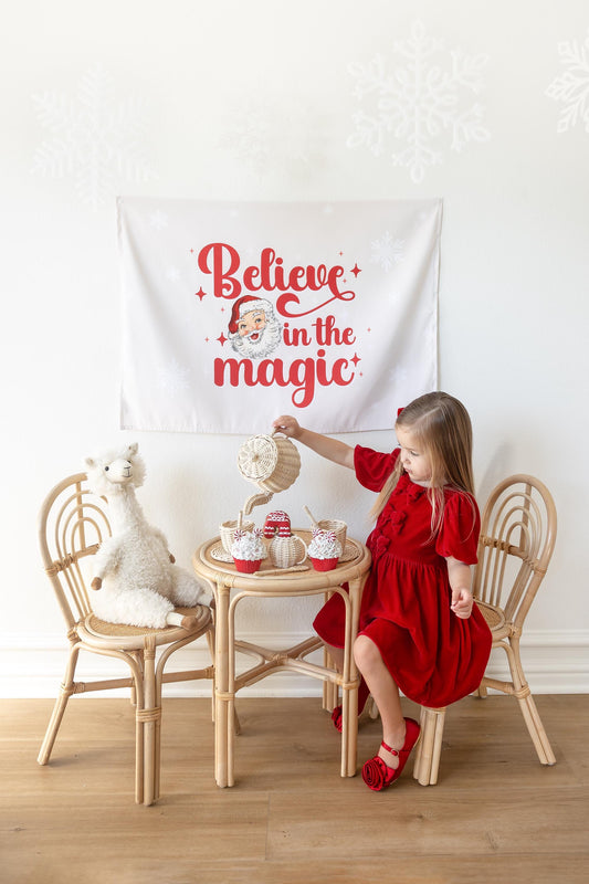 Christmas Banner, Believe in the Magic, Kids Fabric Tapestry, Wall art Room Decor