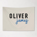 Fabric Tapestry Banner, Block Script Name Personalized, Kids Wall Decor