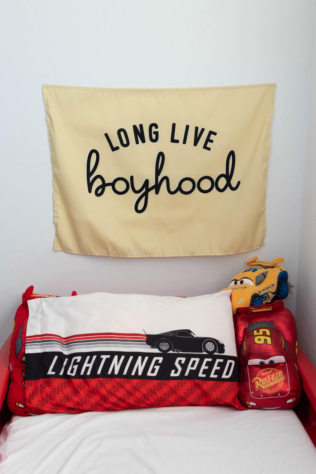 Fabric Tapestry Banner, Long Live Boyhood Yellow, Kids  Wall Art Decor