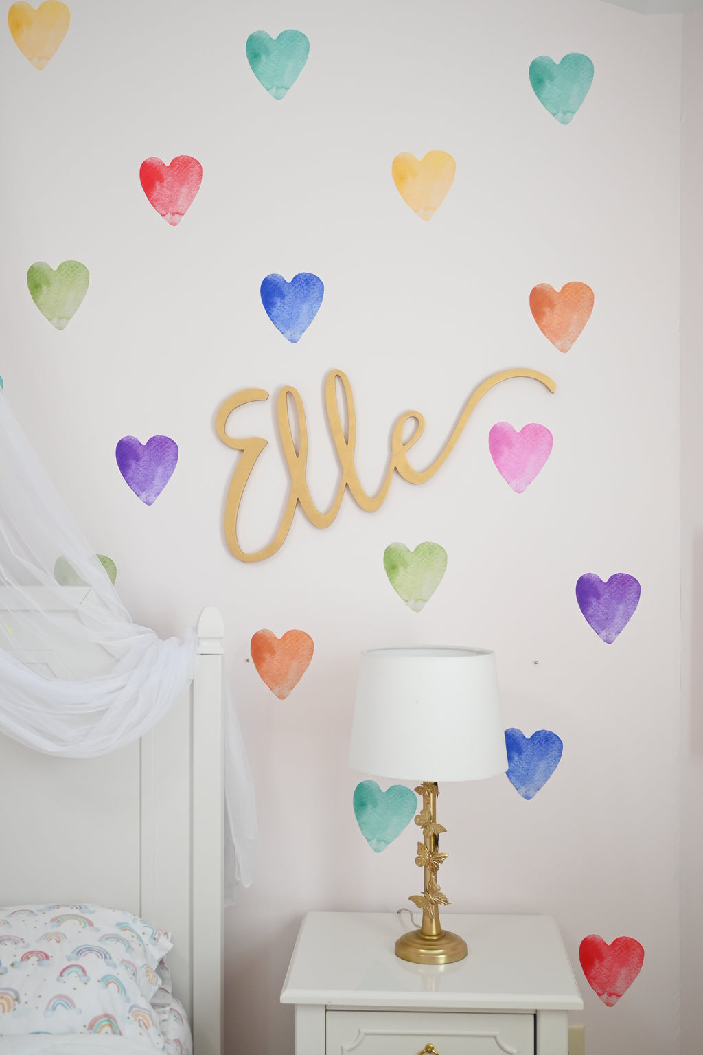 Watercolor Hearts Wall Decals