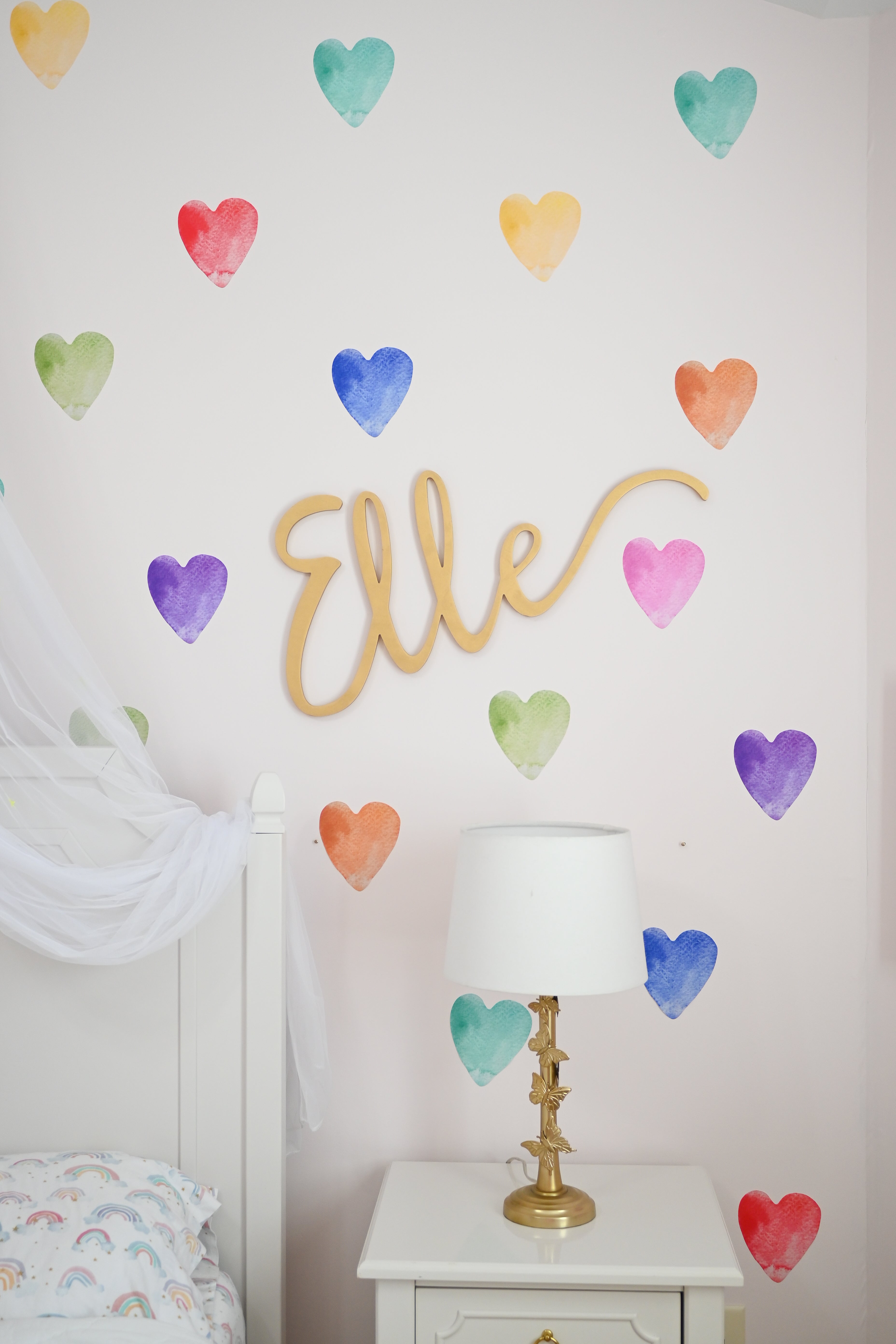 Watercolor Hearts Wall Decals