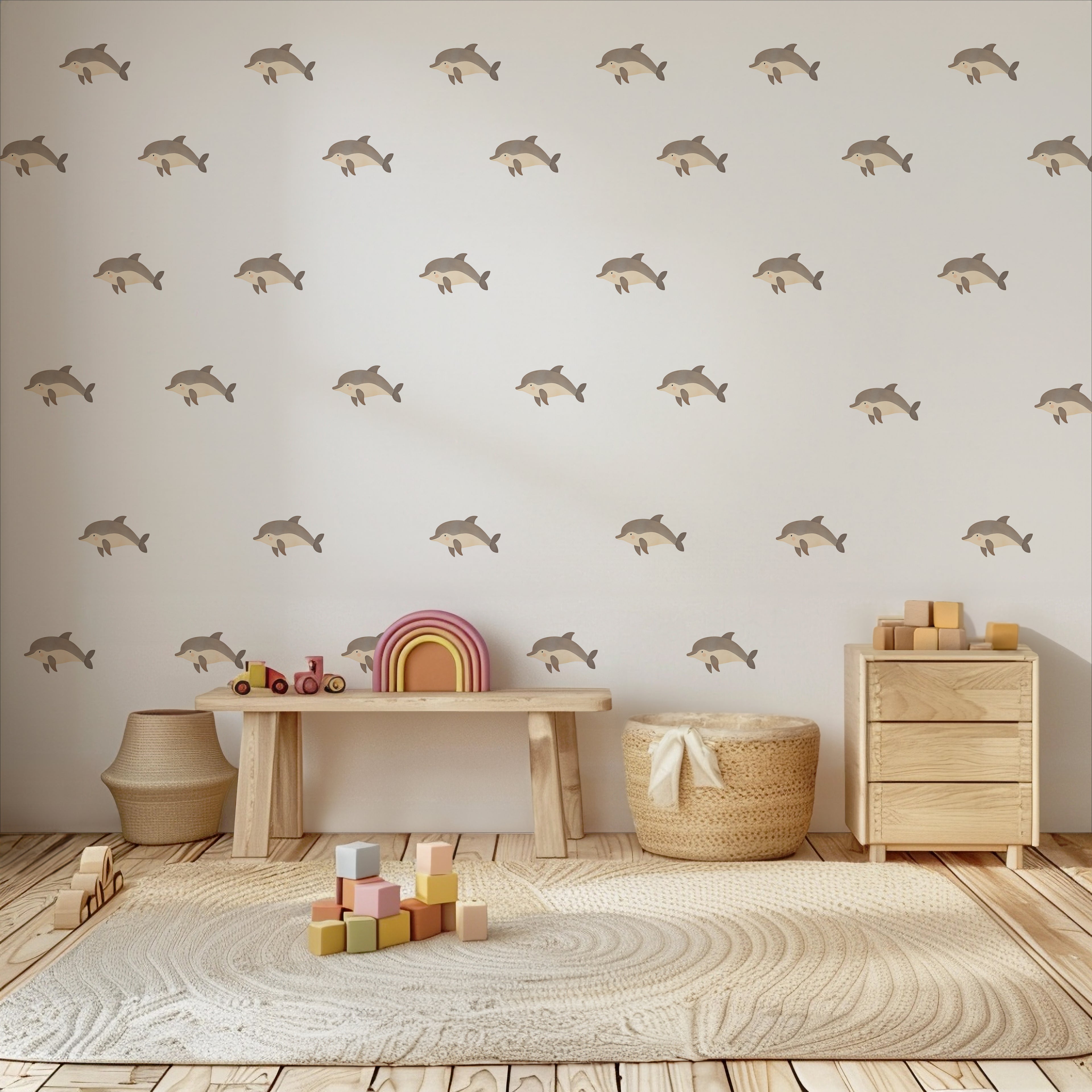 Beige Dolphin Wall Decals