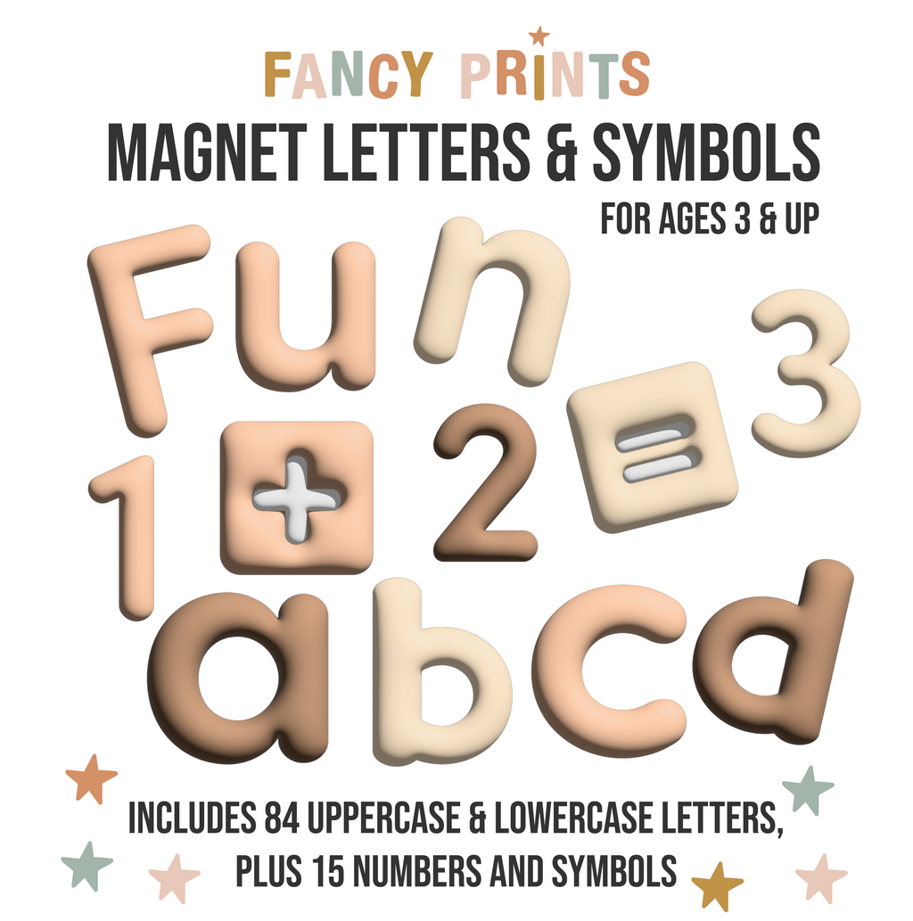 Beige Bubble Letters Alphabet Magnet Set - ABC Letters For Magnet Magic Wall & More