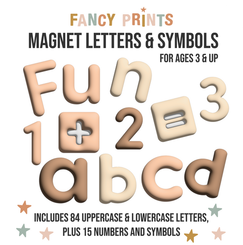 Beige Bubble Letters Alphabet Magnet Set - ABC Letters For Magnet Magic Wall & More