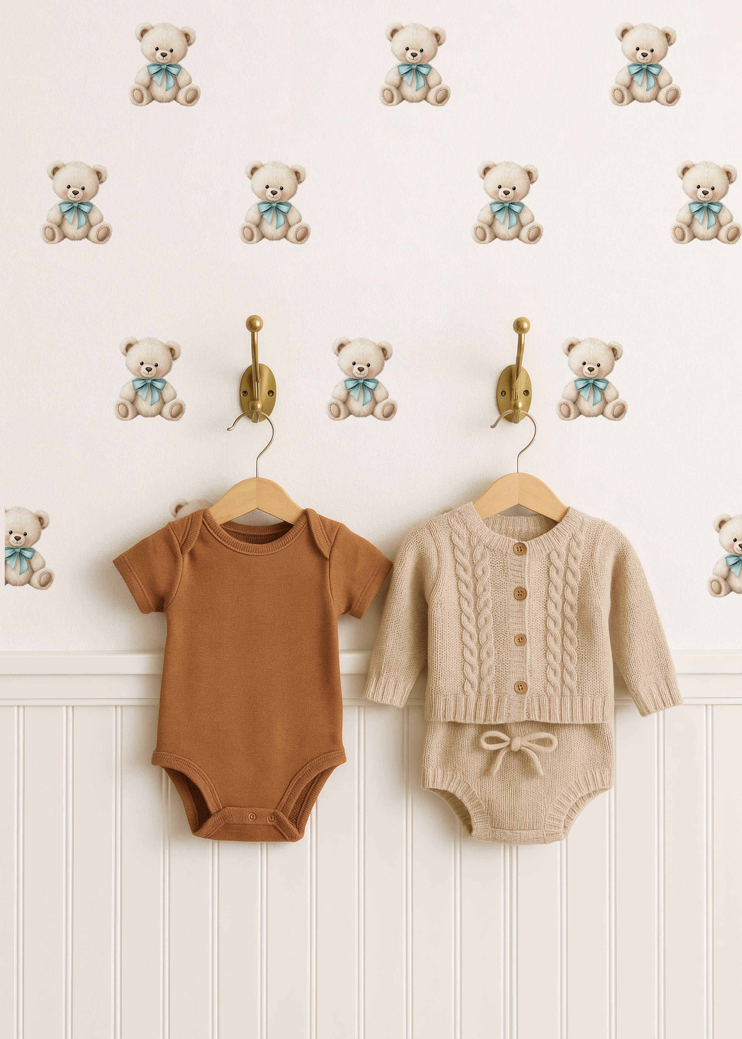 Blue Bow Bear Wall Decals
