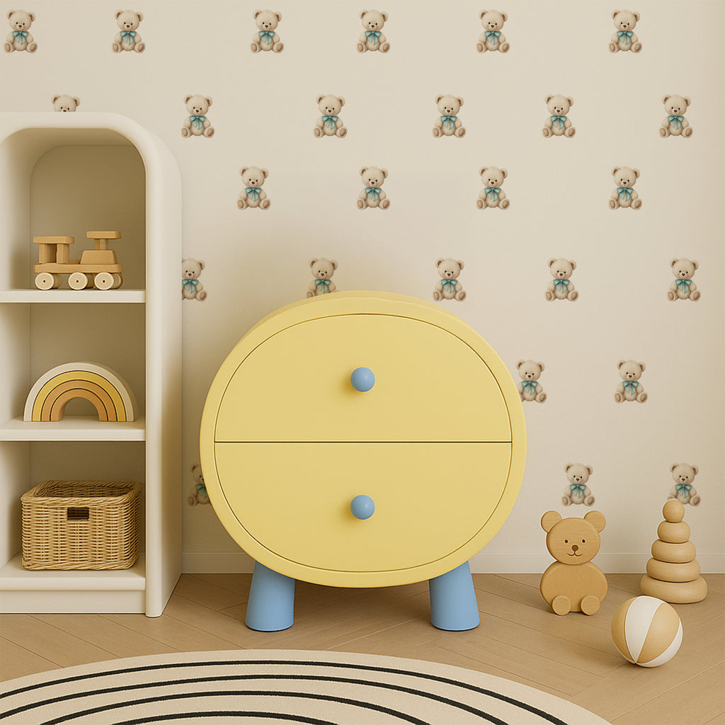 Blue Bow Bear Wall Decals