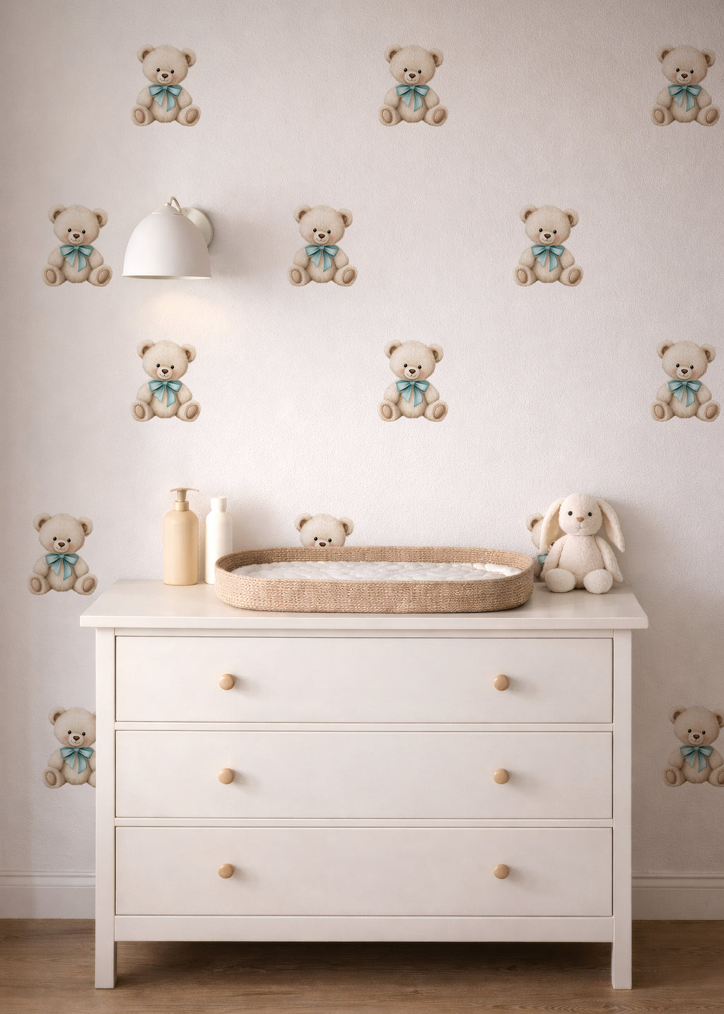 Blue Bow Bear Wall Decals