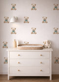 Blue Bow Bear Wall Decals