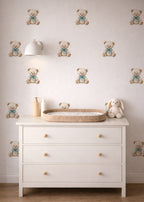 Blue Bow Bear Wall Decals