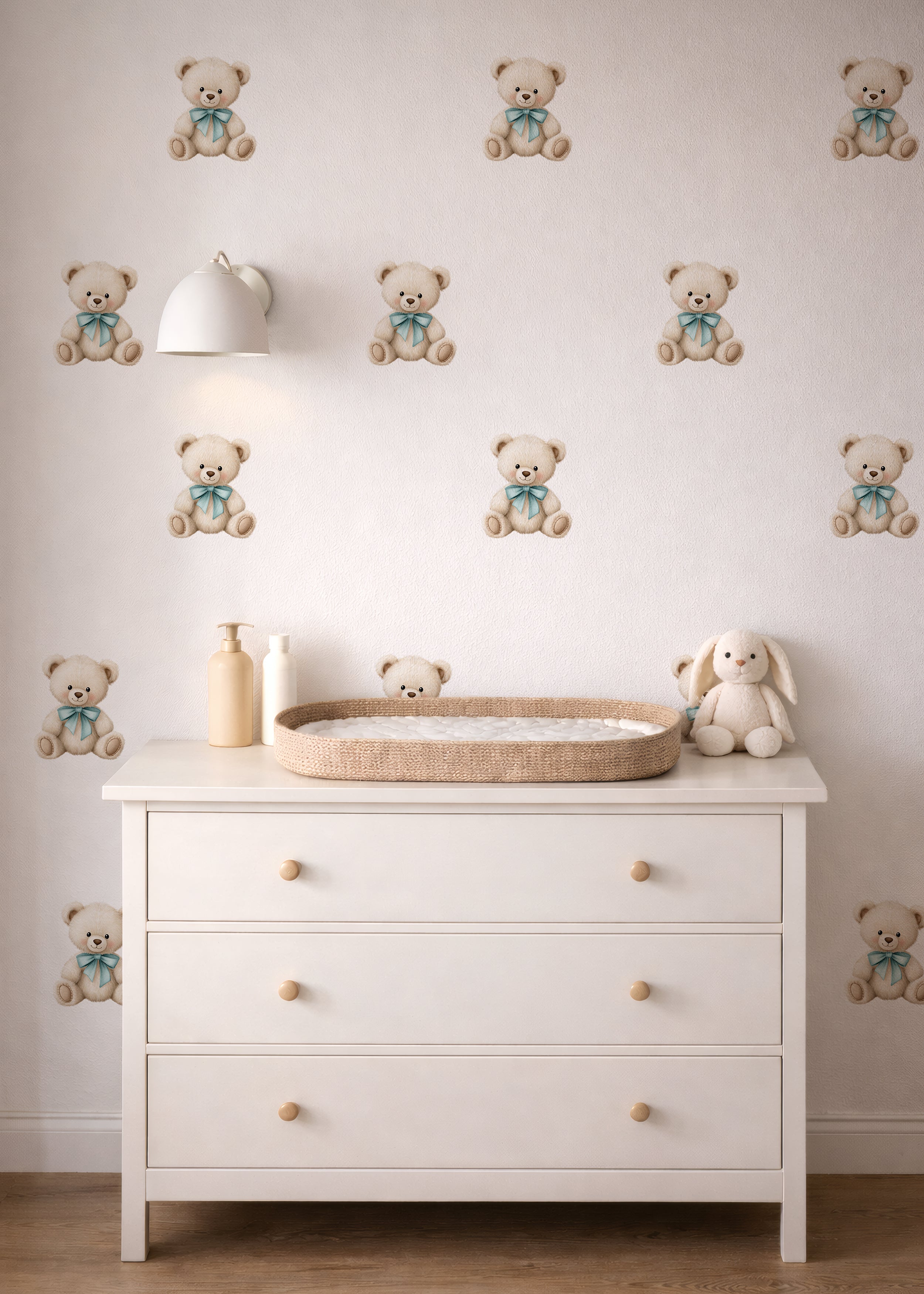 Blue Bow Bear Wall Decals