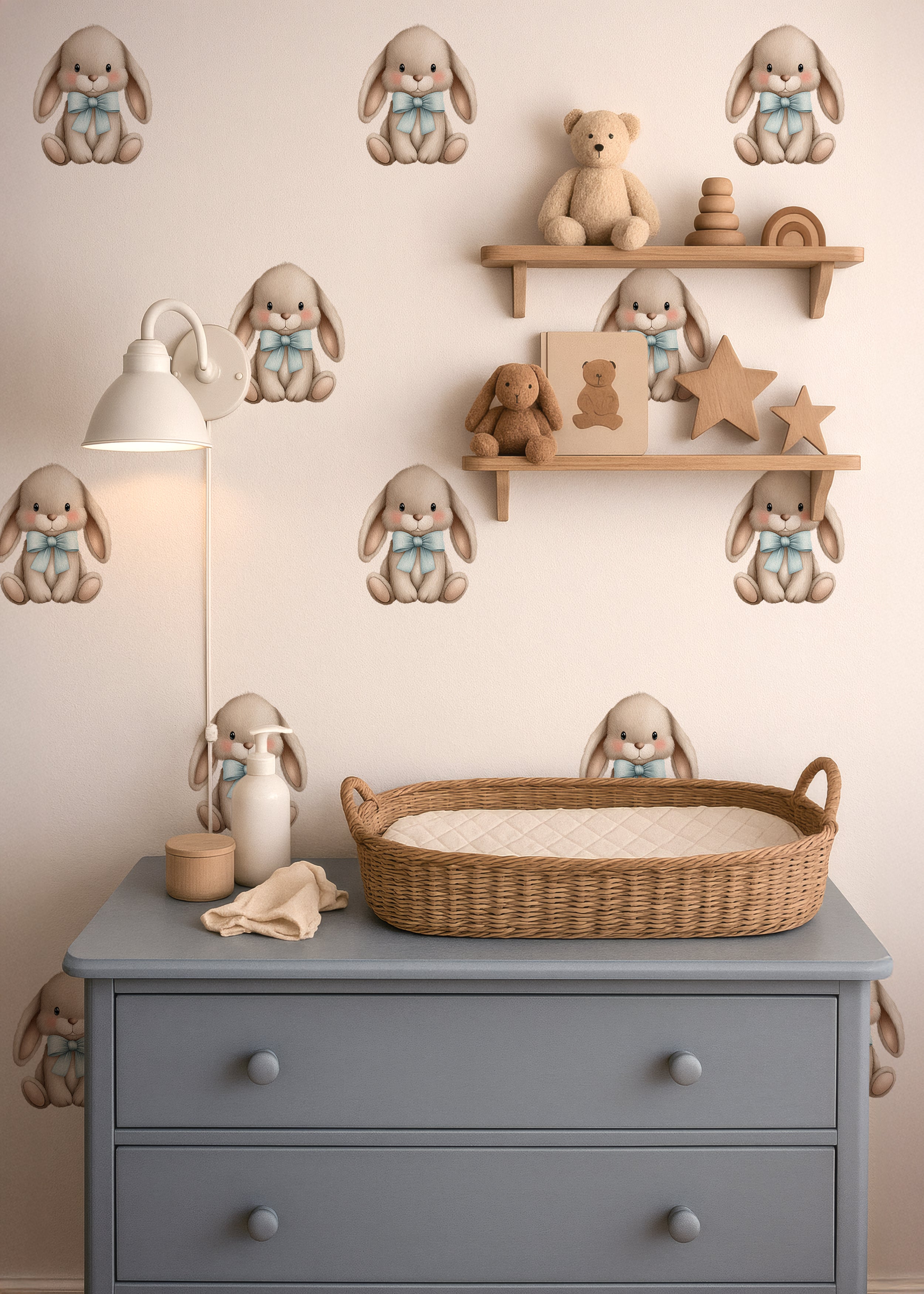 Blue Bow Bunny Wall Decals
