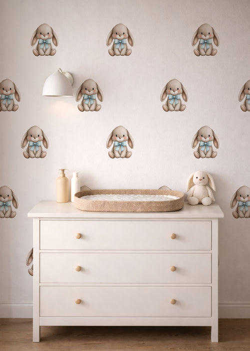 Blue Bow Bunny Wall Decals