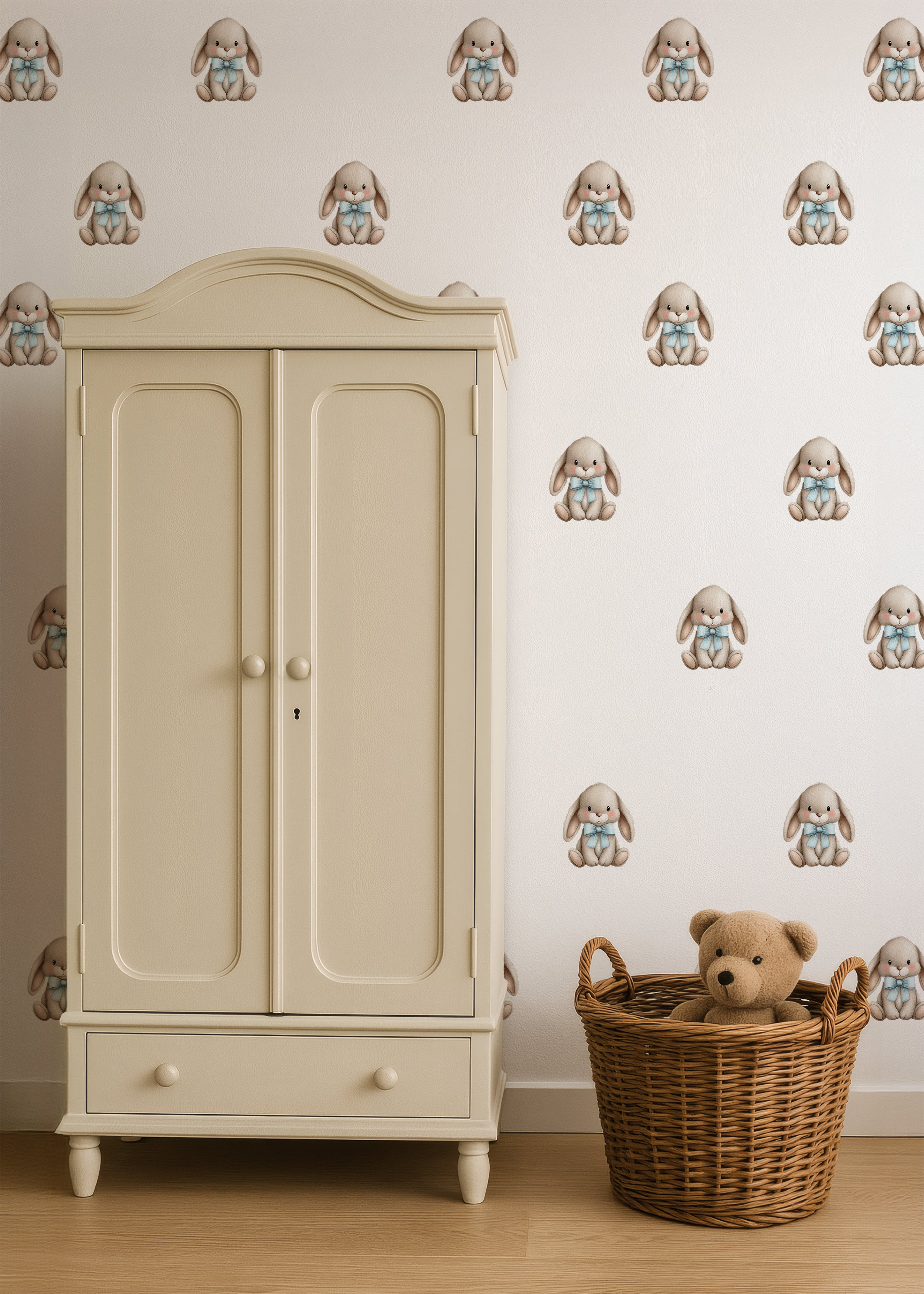 Blue Bow Bunny Wall Decals