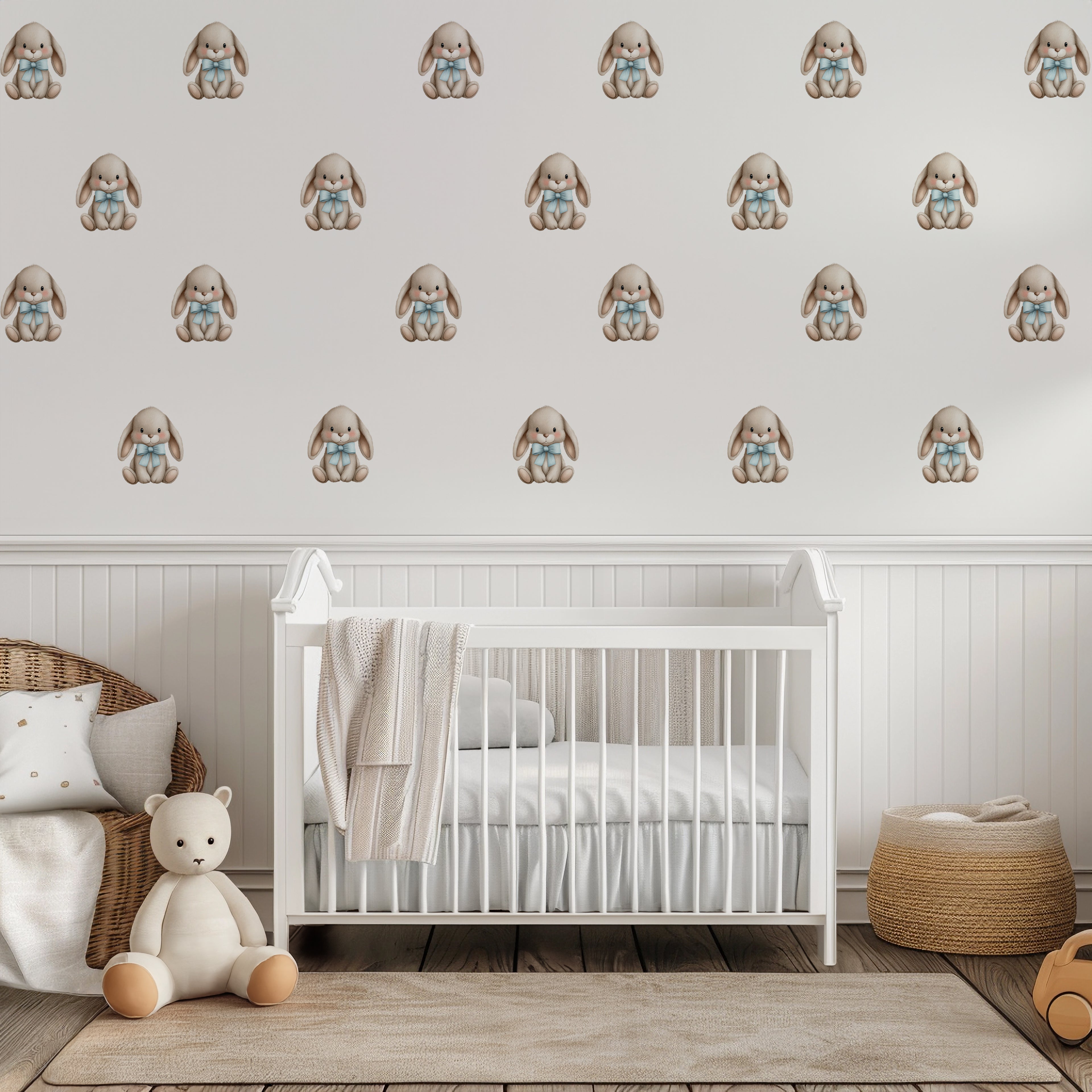 Blue Bow Bunny Wall Decals